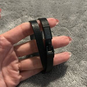Wrap aroundd black leathered unisex bracelet